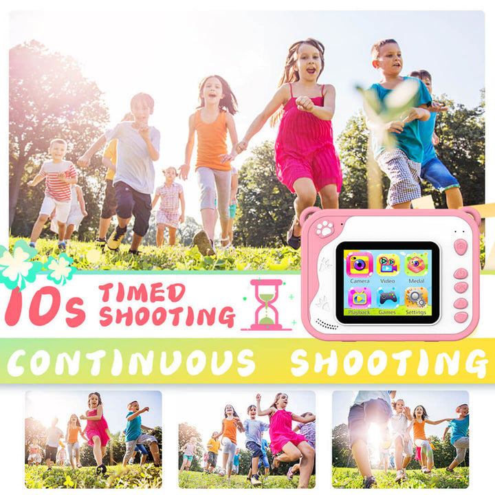 Kids' instant print camera, continuous shooting feature