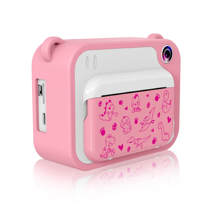 Pink Dino Instant print cameras, back shot