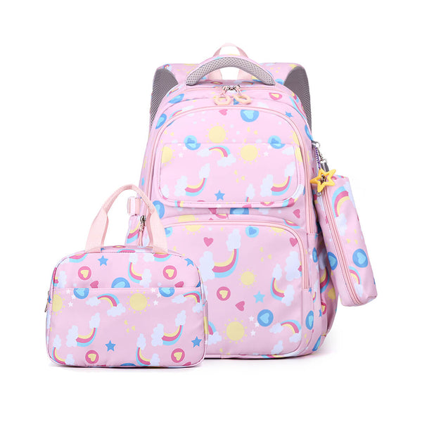 Girls pastel rainbow backpack with matching lunch bag
