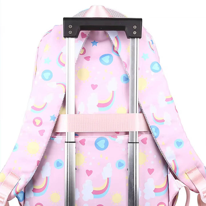 Girls school bag with rainbow print and soft straps