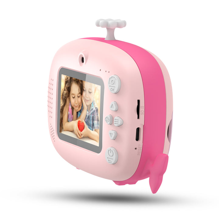 Pink Whale Instant Print Camera – 32GB & 6 Rolls Ink-Free
