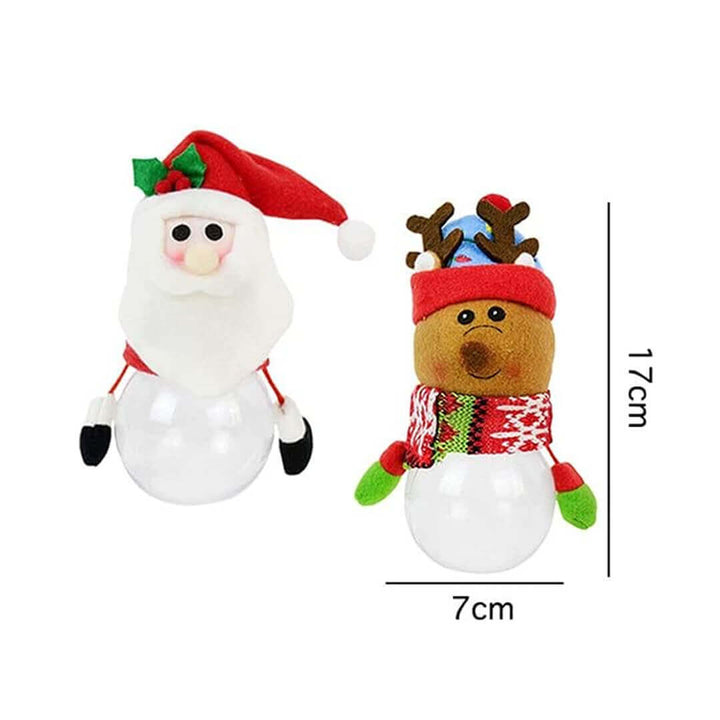 Plush Santa and reindeer candy jars holder, dimensions