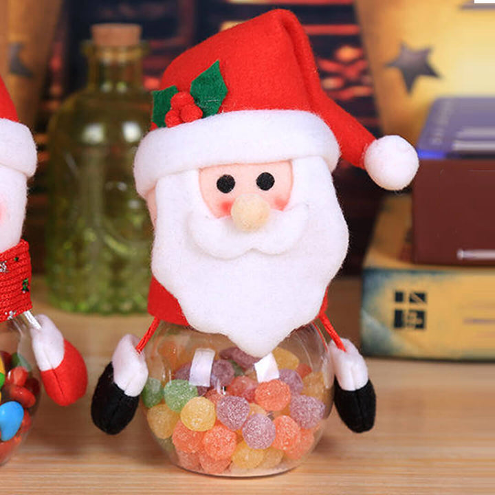Plush Christmas candy jar with soft fabric and storage lid
