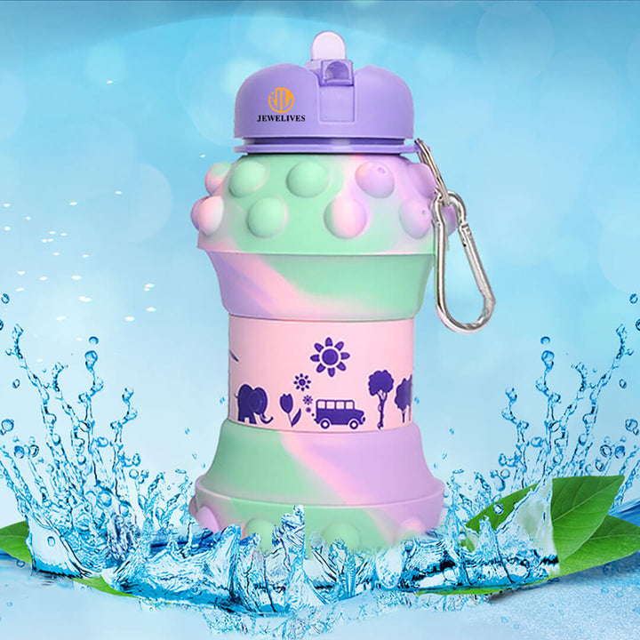 Pastel Pop-It Collapsible Silicone Water Bottle