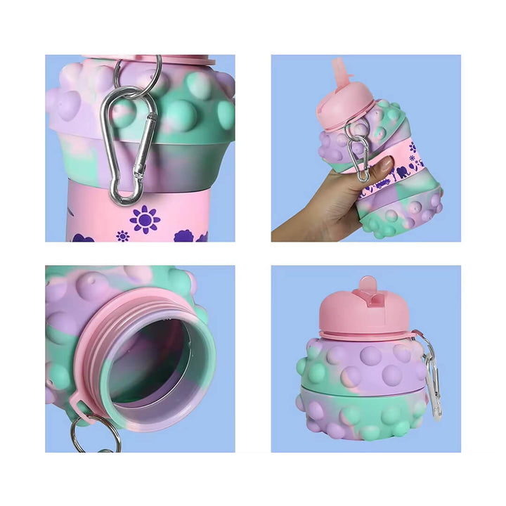 Pastel Pop-It Collapsible Silicone Water Bottle