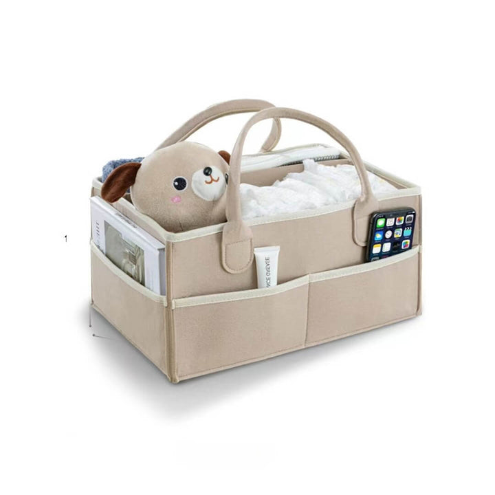 Diaper and baby accessories felt organizer in beige