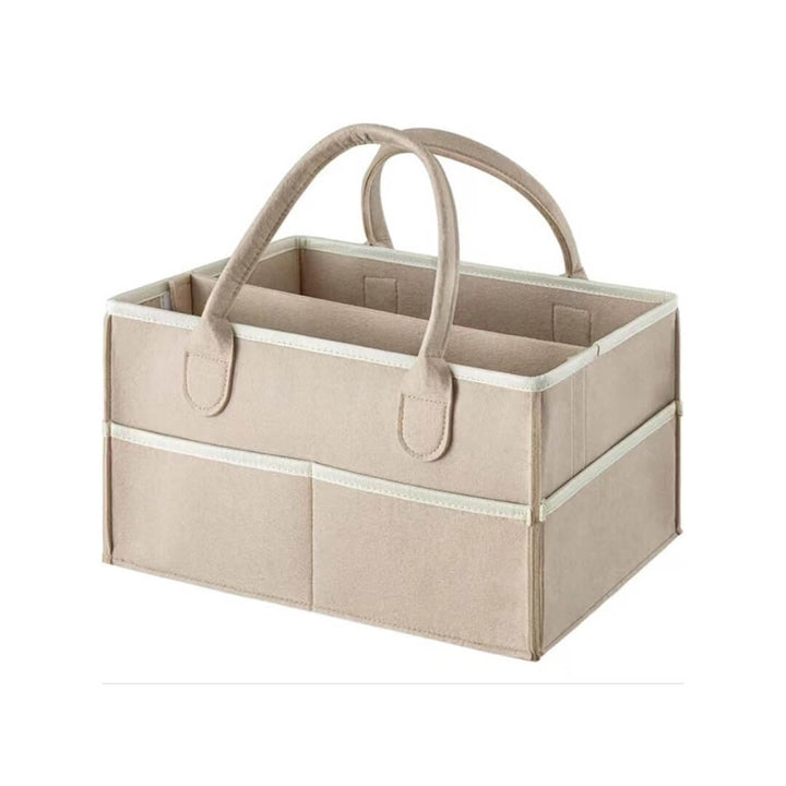 Baby items and accessories organizer with multiple compartments, beige