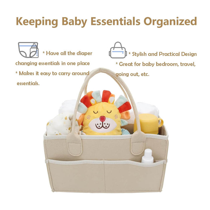 Portable storage basket for baby wipes, diapers, and toys