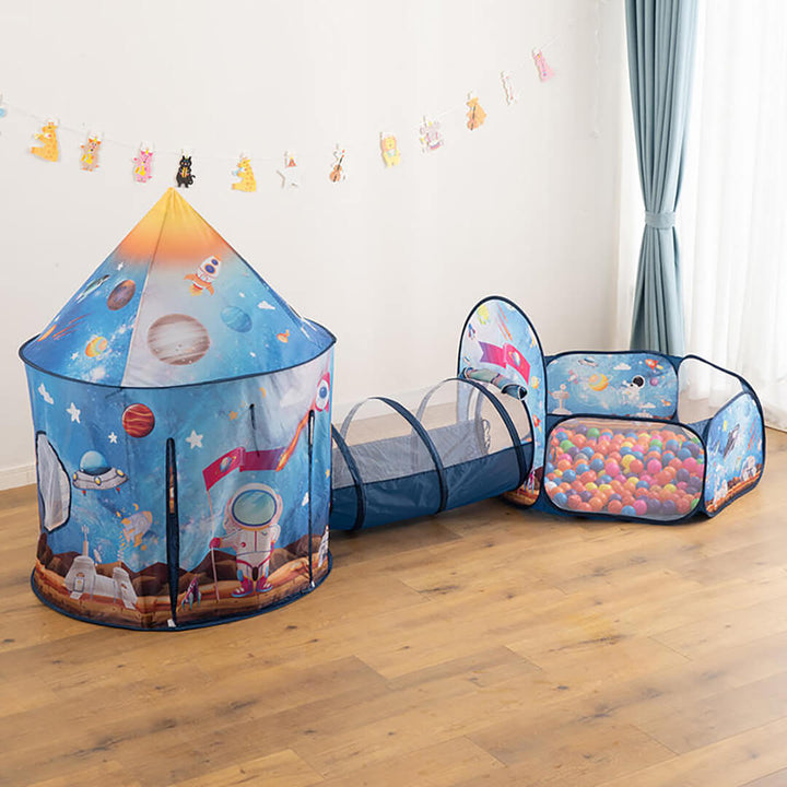 Portable Foldable 3 in 1 Kids Tent - Space & Planets Theme