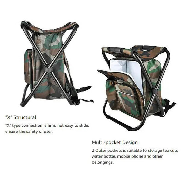 Portable Folding Camp Chair with Built-In Cooler Bag