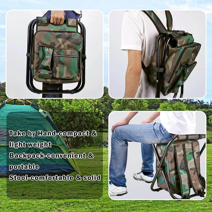 Portable Folding Camp Chair with Built-In Cooler Bag