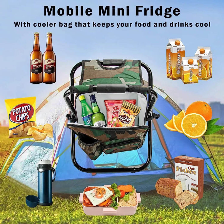 Portable Folding Camp Chair with Built-In Cooler Bag