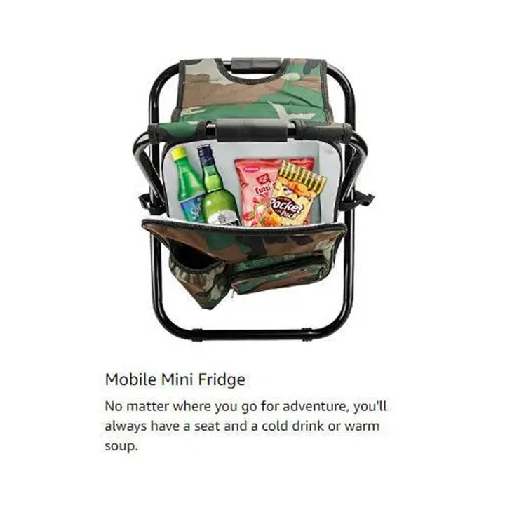 Portable Folding Camp Chair with Built-In Cooler Bag