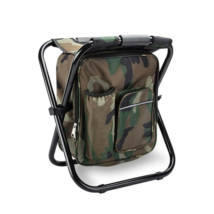 Portable Folding Camp Chair with Built-In Cooler Bag Army