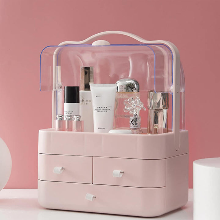 Portable Vanity cosmetic organizer with 3 tiers and clear acrylic cover