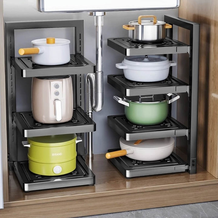 4-tier pots and pans organizer for kitchen cabinets