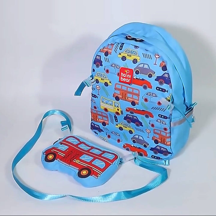 Kids Cartoon Cars Backpack & Lunch Shoulder Bag Set