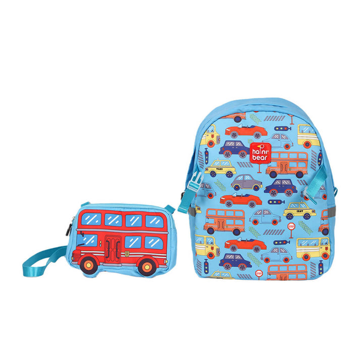 Kids Cartoon Cars Backpack & Lunch Shoulder Bag Set