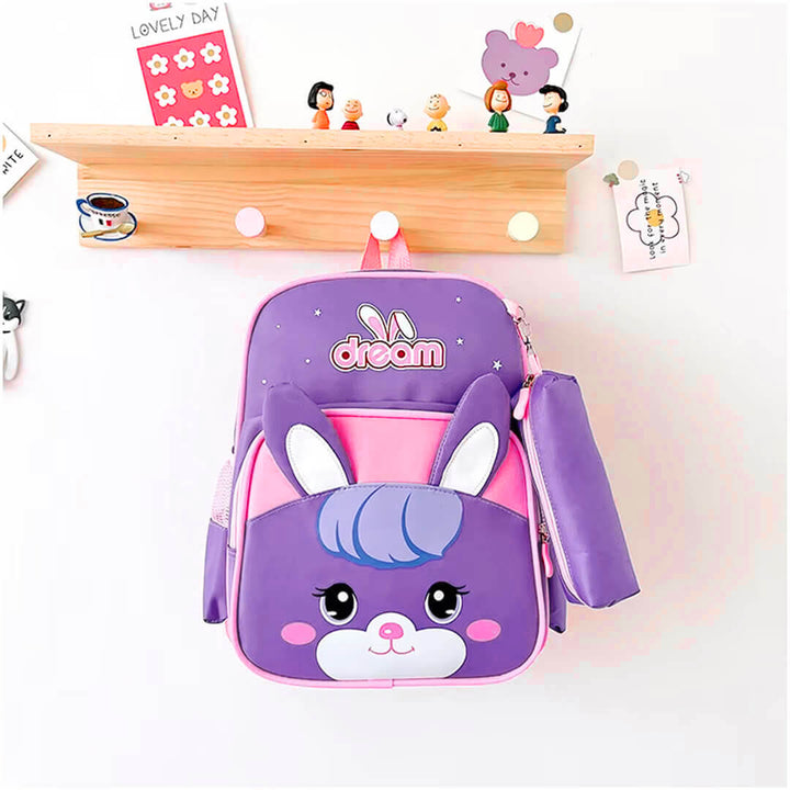 Preschool cute rabbit schoolbag in purple and pink. Kg1 to KG3