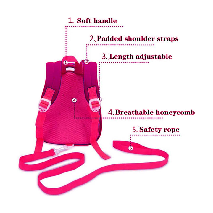 Cartoon Pink Dinosaur Backpack – Toddler/Preschool Size