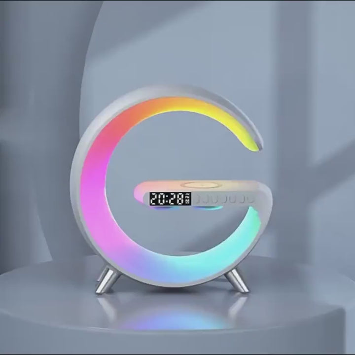 Video of the Bluetooth Music Speaker & Wireless Charging Smart G-shape Lamp for Modern Spaces