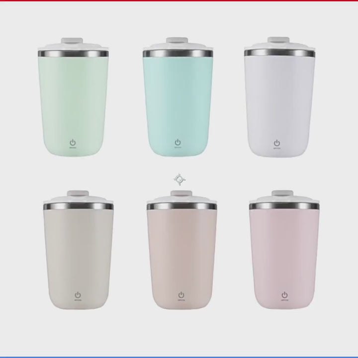 Automatic magnetic mixing mug for coffee and shakes, video