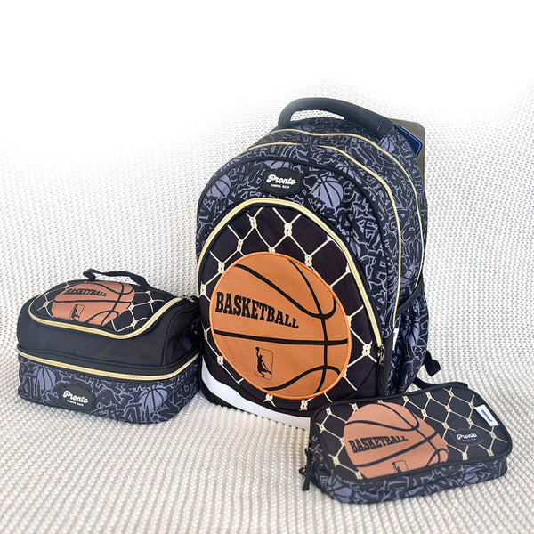 Kids basketball school backpack set with lunch bag and pencil case