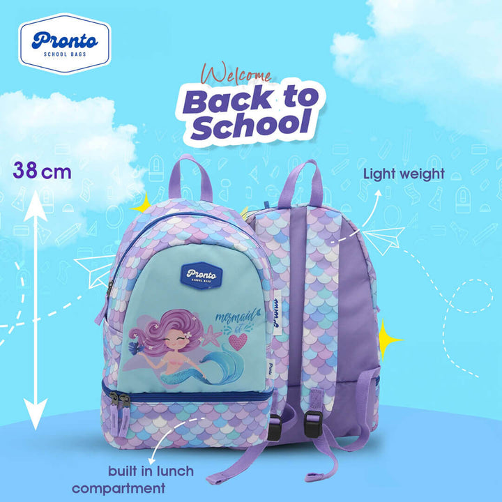 2-in-1 Mermaid Backpack Set & lunch bag with Pencil Pouch, dimensions