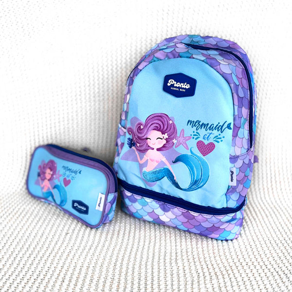 Mermaid School Backpack Set – 2 in 1 with Pencil Case