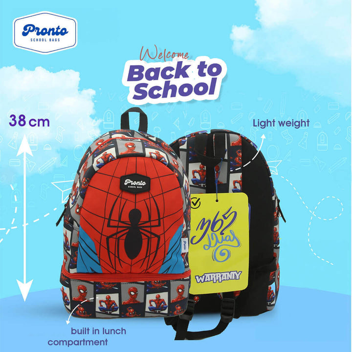 Pronto Spiderman 3-piece school backpack set for boys, dimensions