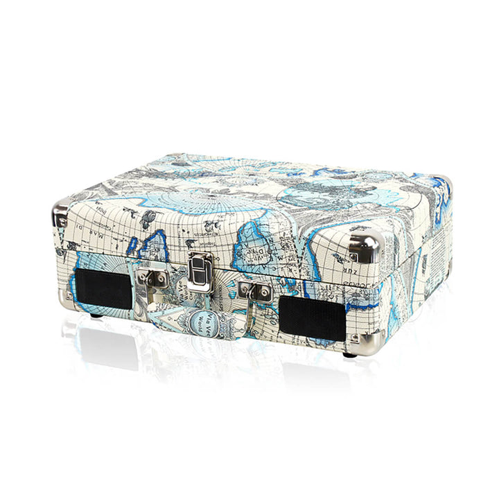 Signature World Map PU Leather Deluxe Turntable Record Player
