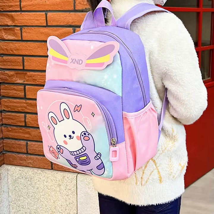 Purple & Pink Space Rabbit School Backpack