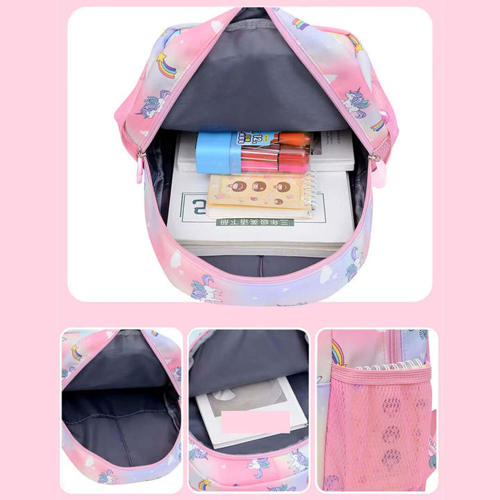 Purple Rainbow Unicorn School Backpack for Kindergarten