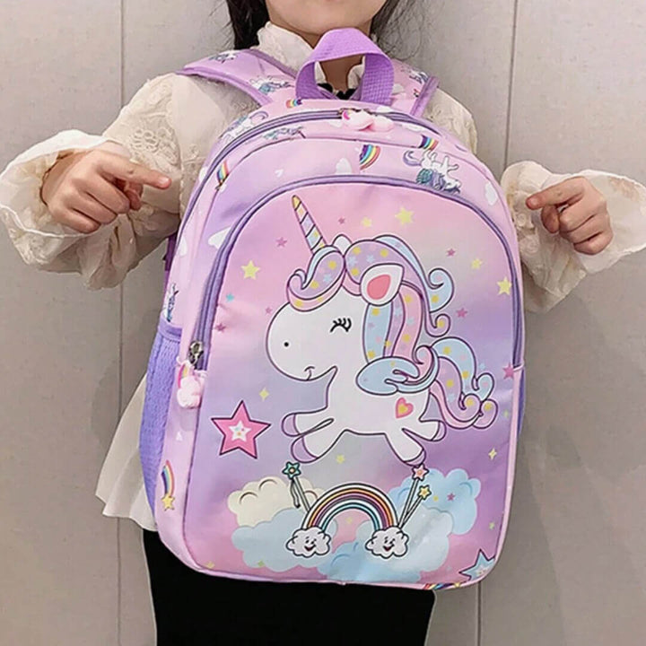 Purple Rainbow Unicorn School Backpack for Kindergarten