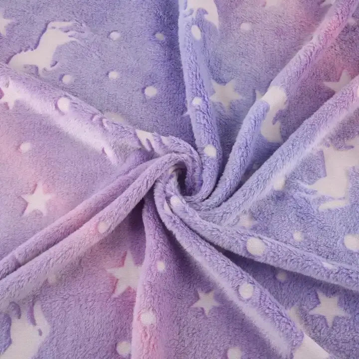 Purple Unicorn Glow in the Dark Fleece Blanket - 150 x 200 cm