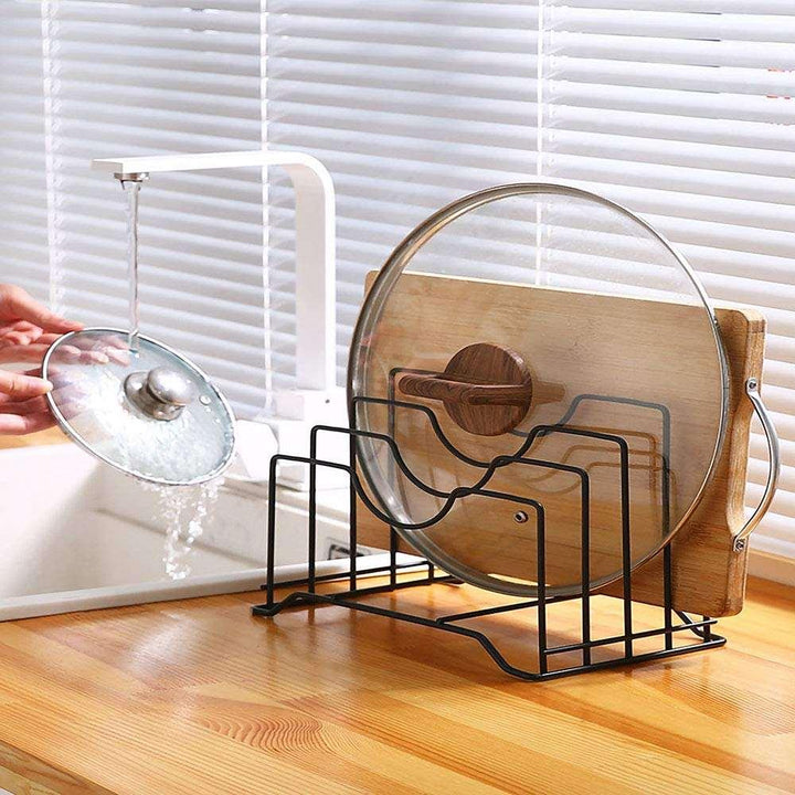 Iron Organizer Rack for Cutting Boards, Lids & Books