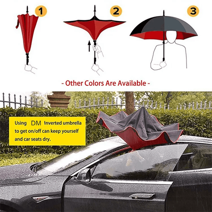 Windproof Reverse Double Layer C-Handle Umbrella (W104 x H80)
