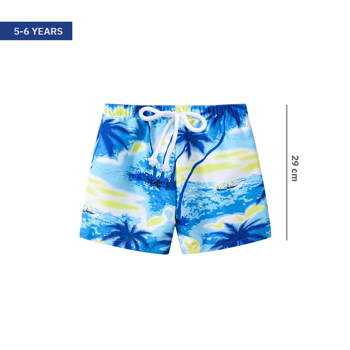 Boys Tropical Trees Print Swim Trunks - Quick Dry (120) 5-6 Years