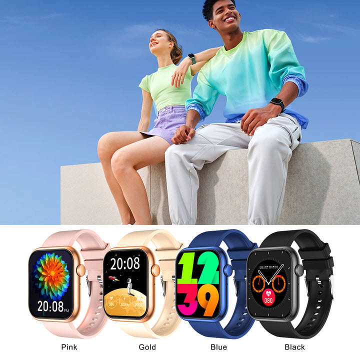 QX7 PRO Smart Watch in pink, blue, black and beige