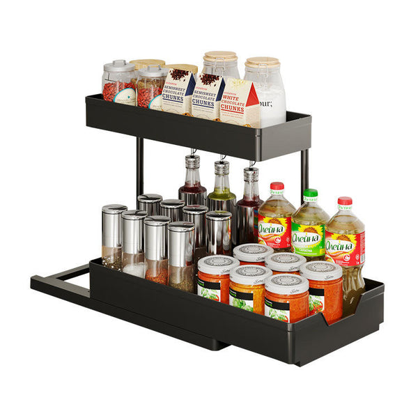 Rack Under Sink Kitchen Organizer with Sliding Drawers