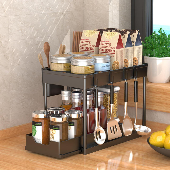 Under-Sink Cabinet Basket Storage Shelf with Sliding Drawers