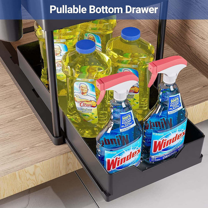 Under-Sink Cabinet Basket Storage Shelf with Sliding Drawers