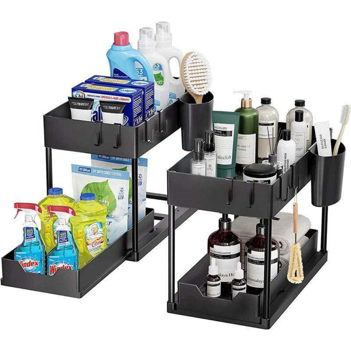Under-Sink Cabinet Basket Storage Shelf with Sliding Drawers