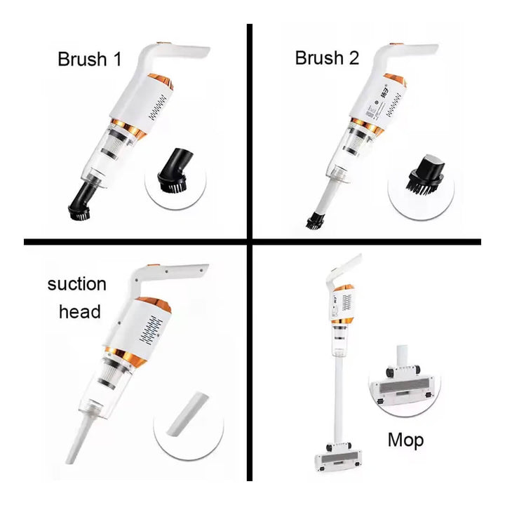 4-in-1 Cordless Vacuum with 2 brushes, a mop and suction head