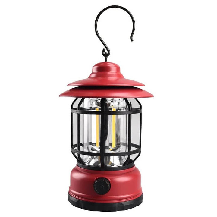 Rechargeable Vintage Metal Hanging Lantern Red