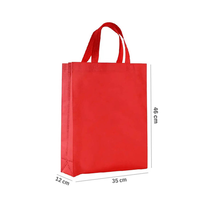Portrait red reusable shopping bags, dimensions