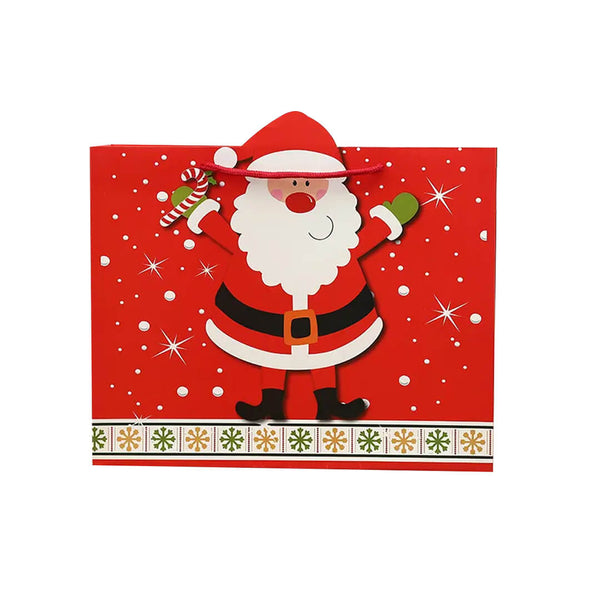 Red Christmas paper Gift bags with Santa design