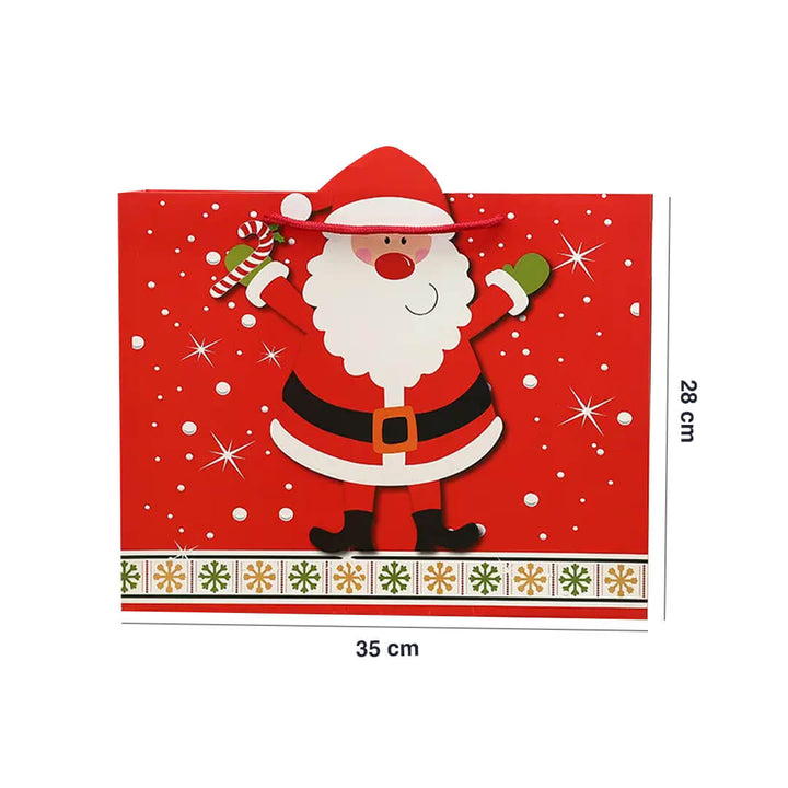 Red Santa paper gift bags, dimensions
