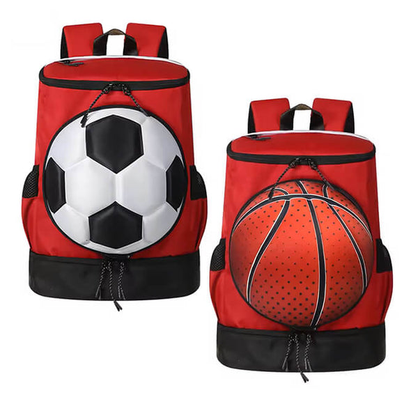 Red Sports Backpack Football / Basketball with Ball Compartment (Ball Not Included)