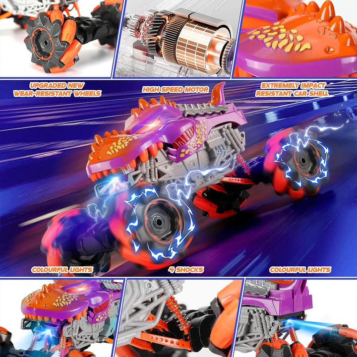 Toy Monster Dino truck with colorful lights and high speed motor